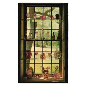 Ruby Window Sandwich Glass Museum Postcard Vintage Deming Jarves Exhibit